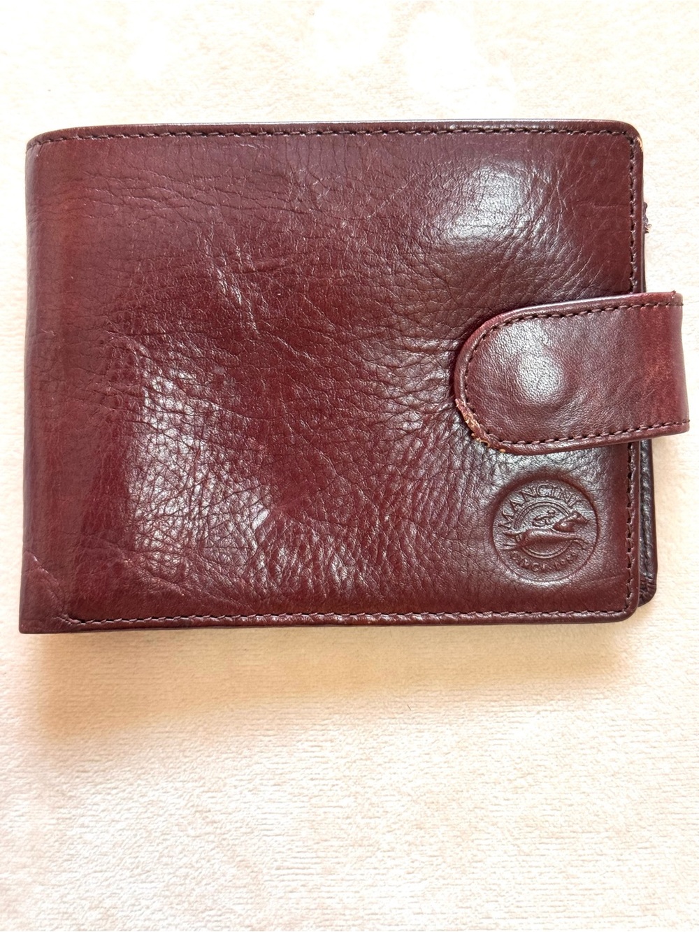 Mancini Men's Leather Bi-Fold Wallet with Snap Closure - Brown